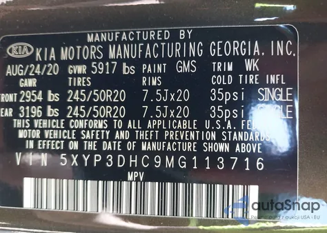 2021 Kia Telluride Ex from USA, damaged, VIN 5XYP3DHC9MG113716